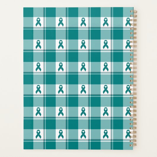 Oral Cancer Awareness Plaid Teal Ribbon Planner (Achterkant)