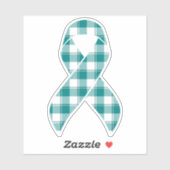 Oral Cancer Awareness Plaid Teal Ribbon Sticker (Vel)