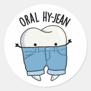 Oral Hy-jean Funny Tooth Pun Ronde Sticker