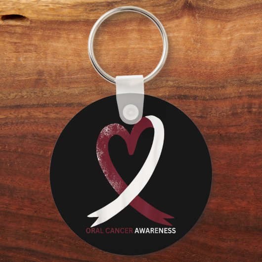Orale Kanker Bewustwording Maand 2024 Keelhals Sleutelhanger (Voorkant)