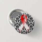 Orale kanker Damask Red en White Ribbon Ronde Button 3,2 Cm (Voorkant /achterkant)
