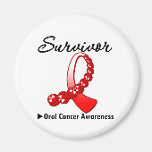 Orale kanker Overlevende Gemstone Ribbon Magneet (Voorkant)