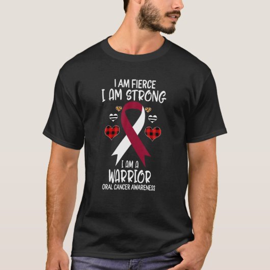 Orale kankerwaarschuwing Lint I am Fierce Strong W T-shirt (Voorkant)