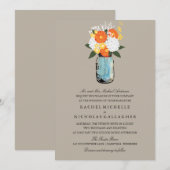 Oranage Yellow Citrus Bloom Mason Jar | Weddenscha Kaart (Voorkant / Achterkant)