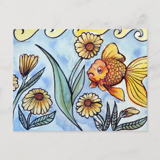 Oranda Fancy Goudvis Illustratie Briefkaart (Voorkant)