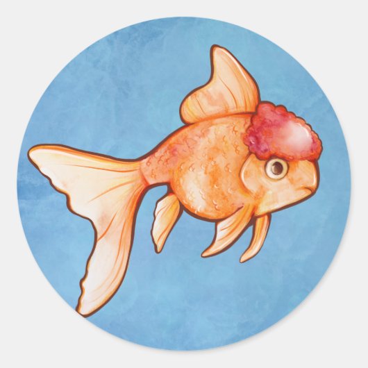 Oranda Goldfish Ronde Sticker (Voorkant)