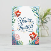 Oranda Goldfish Wedding Party Fish Uitnodiging (Staand voorkant)