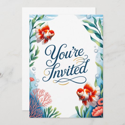 Oranda Goldfish Wedding Party Fish Uitnodiging (Voorkant / Achterkant)