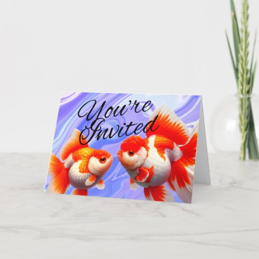 Oranda Goudvis Aquarium Vis Feest Uitnodiging  (Voorkant)
