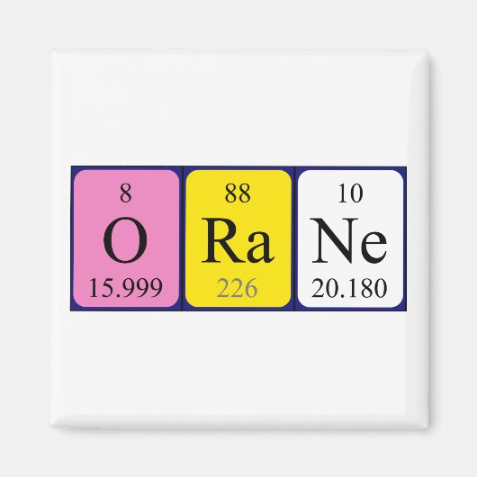 Orane periodieke table name magnet (Voorkant)