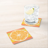 Orang Citrus Slice op Stripes Kartonnen Onderzetters (Insitu)