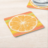 Orang Citrus Slice op Stripes Kartonnen Onderzetters (Schuin)