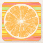 Orang Citrus Slice op Stripes Kartonnen Onderzetters (Voorkant)