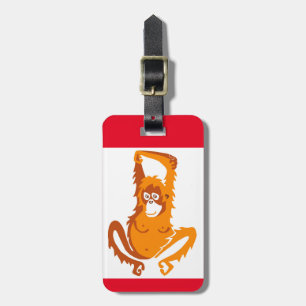 ORANG-OETAN -Ape -Primaat - Wilde dieren - Rood & Bagagelabel