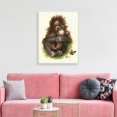 Orang-oetan Baby en Vlinder Canvas Afdruk (Insitu (Woonkamer))