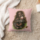 Orang-oetan Baby en Vlinder Kussen (Deken)