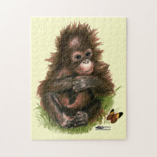 Orang-oetan Baby en Vlinder Legpuzzel