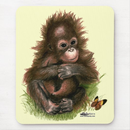 Orang-oetan Baby en Vlinder Muismat (Voorkant)