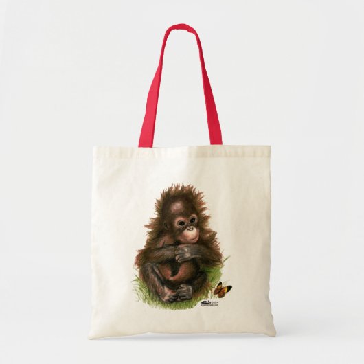Orang-oetan Baby en Vlinder Tote Bag (Voorkant)