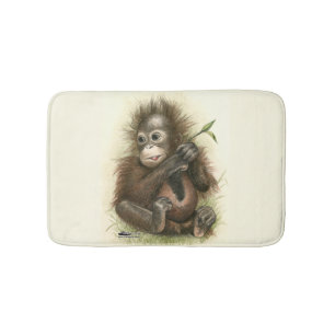 Orang-oetan Baby Met Bladeren Badmat