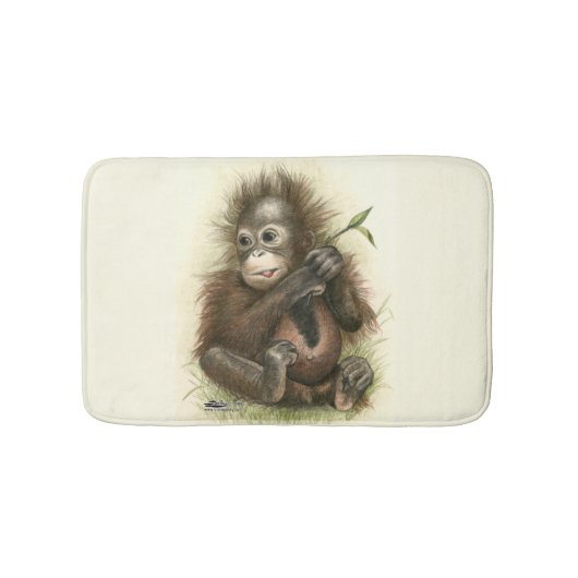 Orang-oetan Baby Met Bladeren Badmat (Voorkant)