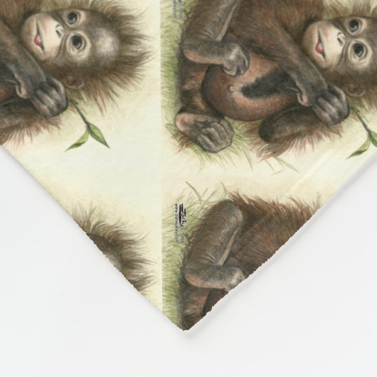 Orang-oetan Baby Met Bladeren Fleece Deken (Hoek)