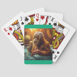 Orang-oetan bij het zwembad met ijskegel pokerkaarten