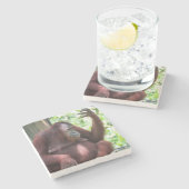 Orang-oetan contemplatie stenen onderzetter (Zijkant)