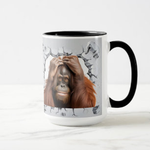orang-oetan gevangen in een muur mok