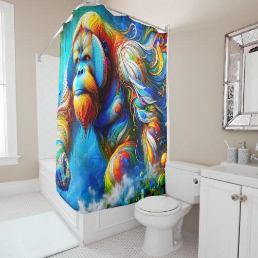 Orang-oetan kunst douchegordijn (In situ)