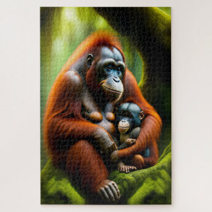 Orang-oetan met baby legpuzzel