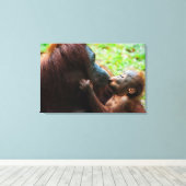 Orang-oetan moeder en baby canvas afdruk (Insitu (Houten vloer))