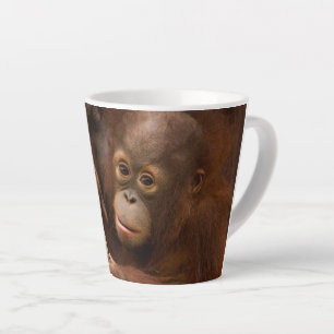 Orang-oetan moeder en baby in de dierentuin latte mok