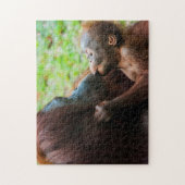 Orang-oetan moeder en baby legpuzzel (Verticaal)