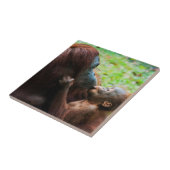 Orang-oetan moeder met baby tegeltje (Zijkant)