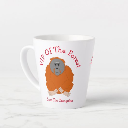 Orang-oetan ontwerp gepersonaliseerd latte mok (Linkerhoek)