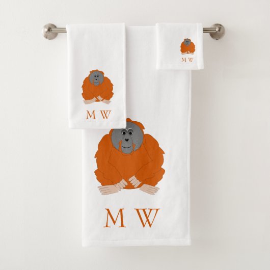 Orang-oetan ontwerp met monogram bad handdoek (Insitu)