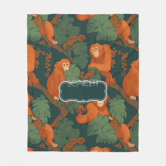 Orang-oetan Retro Kleurrijk Gepersonaliseerd Patro Fleece Deken (Voorkant)