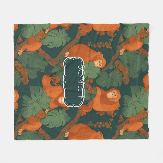 Orang-oetan Retro Kleurrijk Gepersonaliseerd Patro Fleece Deken (Voorkant (Horizontaal))