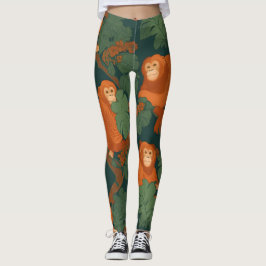 Orang-oetan Retro Kleurrijk Gepersonaliseerd Patro Leggings