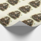 Orang-oetanbaby met bladeren cadeaupapier (Hoek)