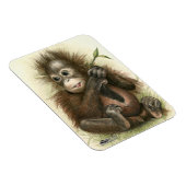 Orang-oetanbaby met bladeren magneet (Rechterzijde)