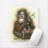 Orang-oetanbaby met bladeren muismat (Met muis)