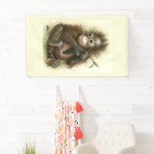 Orang-oetanbaby met bladeren spandoek (Insitu)