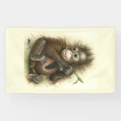 Orang-oetanbaby met bladeren spandoek (Horizontaal)
