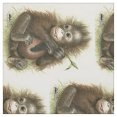 Orang-oetanbaby met bladeren stof (Swatch)