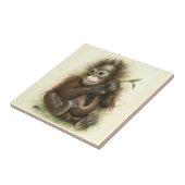 Orang-oetanbaby met bladeren tegeltje (Zijkant)