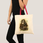 Orang-oetanbaby met bladeren tote bag (Voorkant (product))