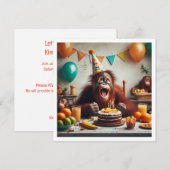 Orang-oetang die verjaardag viert, feestapen kaart (Voorkant / Achterkant)