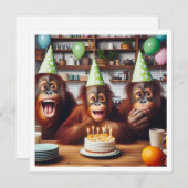 Orang-oetangs vieren, aap afbeelding verjaardag kaart (Voorkant / Achterkant)